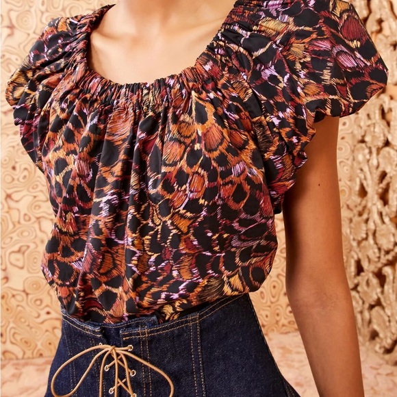 Ulla Johnson Cora Blouse with Puffed  Sleeve - Picture 1 of 4
